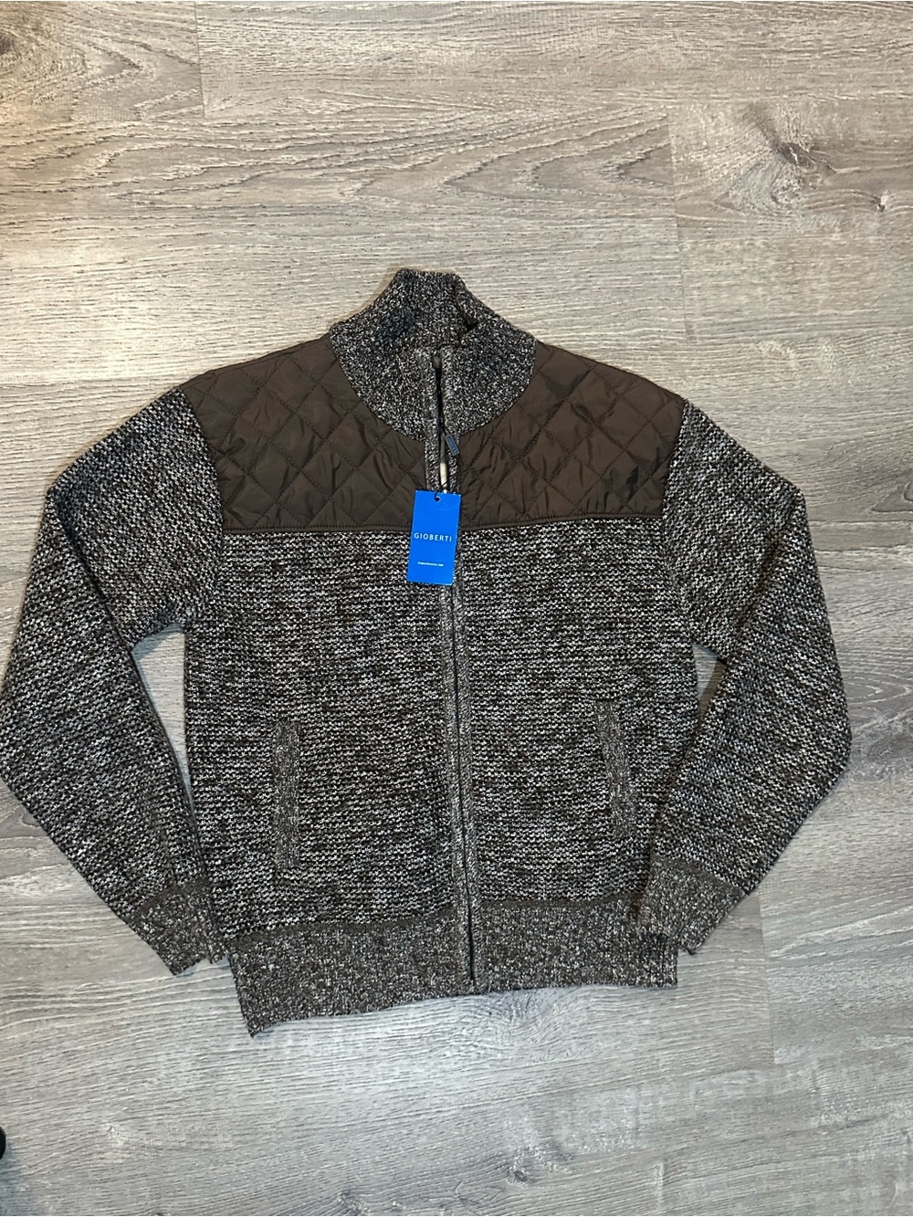 Gioberti Boys Size 14 Sweater Jacket Brown Gray Full Zip NWT